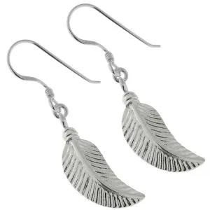 925 Sterling Silver Linear Leaf cute Ear Ring