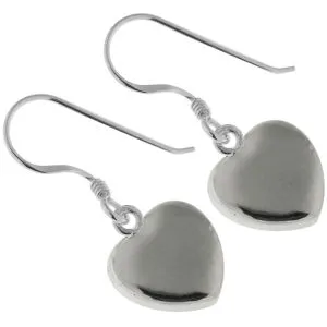 925 Sterling Silver Jeweled Plain Heart Hook Earring 