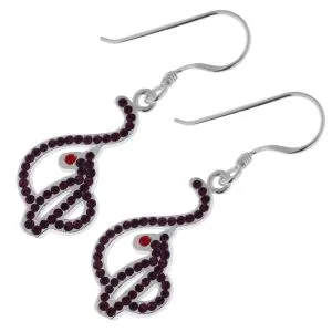 925 Sterling Silver Jeweled Red Eyed Baby Phat Hook Earring 