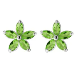 925 Sterling Silver Jeweled Fancy Flower Filigree Ear Ring