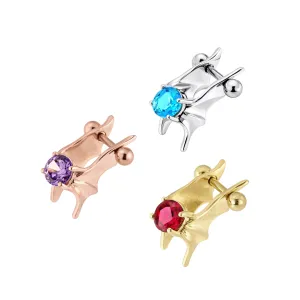925 Sterling Silver Jeweled Bat Wings Cartilage Tragus Piercing