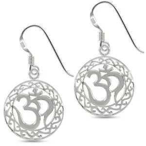 Ohm in a Floral Cut out 925 Sterling Silver Ear Ring