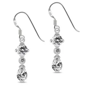 Fancy CZ Jeweled dangling 925 Sterling Silver Ear Ring