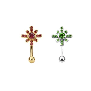 Jeweled Evening Star Eyebrow Ring