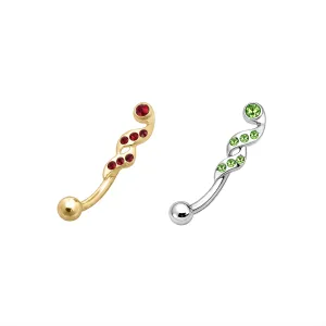 925 Sterling Silver Jeweled Fancy Twiner Eyebrow Bar