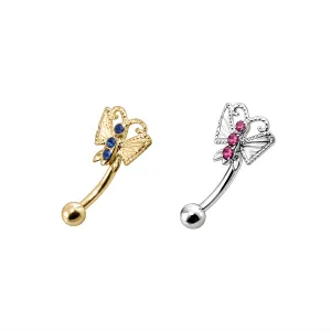 Jeweled Butterfly Eyebrow Ring