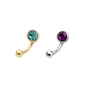 925 Sterling Silver CZ Jeweled Curved Eyebrow Bar