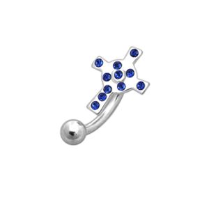 Jeweled Cross Eyebrow Ring