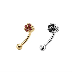 Jeweled Flower Eyebrow Ring