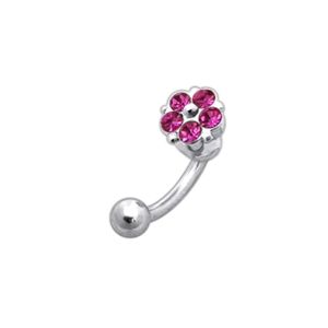 Flower Jeweled Eyebrow Ring