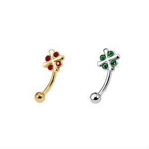 925 Sterling Silver Jeweled No Entry Eyebrow Bar