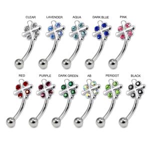 925 Sterling Silver Jeweled No Entry Eyebrow Bar
