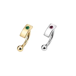 925 Sterling Silver Mobile Shaped Jeweled Eyebrow Bar