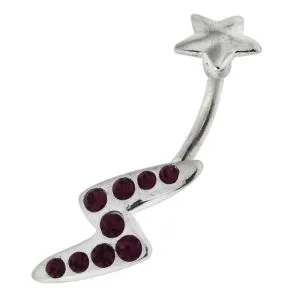 Jeweled Thunder with the star Top Silver Eyebrow Bar