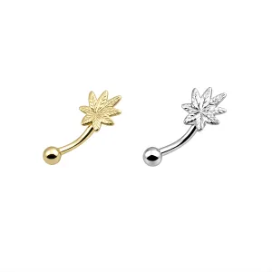 Marijuana Leaf Silver Eyebrow Ring