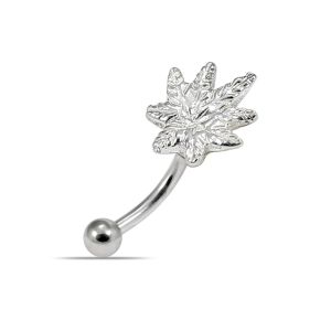 925 Sterling Silver Marijuana Leaf Eyebrow Bar