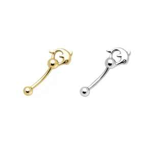 925 Sterling Silver Jumping Dolphin Eyebrow Bar