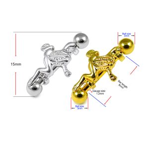 925 Sterling Silver Jumping Frog Eyebrow Bar