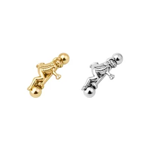 925 Sterling Silver Jumping Frog Eyebrow Bar