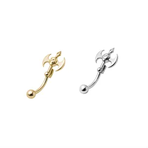 925 Sterling Silver Devils Double Axe Eyebrow Bar