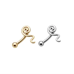 925 Sterling Silver Swirled Snake Eyebrow Bar