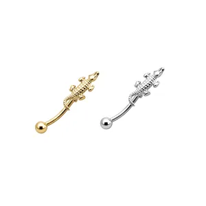 925 Sterling Silver Tiny Crocodile Eyebrow Bar