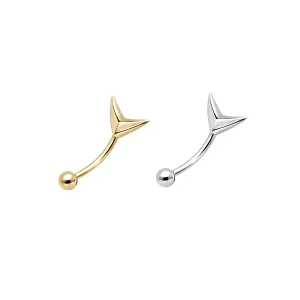 925 Sterling Silver Shark Tail Eyebrow Bar