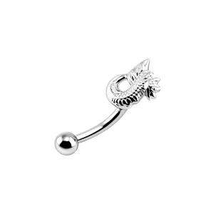 925 Sterling Silver Tiny Sea Horse Eyebrow Bar