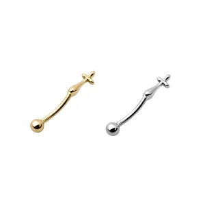 Tiny Cross Eyebrow Ring