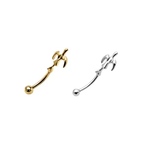 925 Sterling Silver Devil Gothic Shield Eyebrow Bar