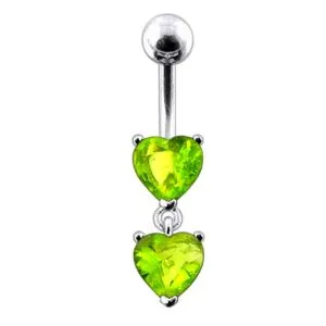 Moving Jeweled Red Heart Belly Button Ring