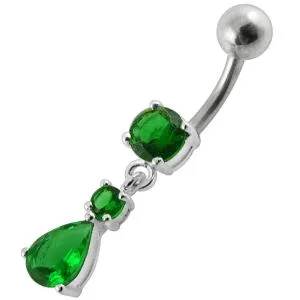 Moving Jeweled Teardrop Navel Ring