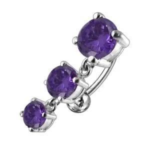 Moving Jeweled Charms Curved Bar Navel Ring