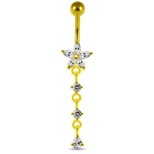 Dangling Flower Navel Belly Body Jewelry