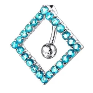 Moving Jeweled Diamond Designed Navel Ring