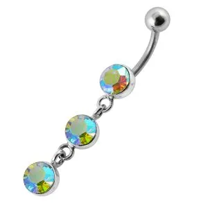 Triple Jeweled Circles Moving Belly Ring