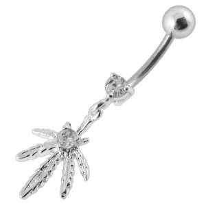 Jeweled Marijuana Navel Ring