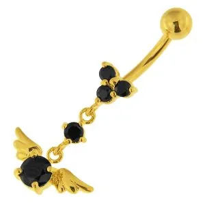 Moving Fancy Multi Gems Curved Bar Navel Body Jewelry