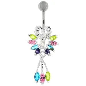 Moving Jeweled Bug Design Navel Ring