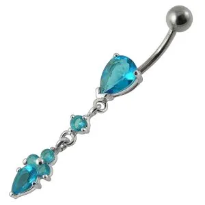 Moving Fancy Jeweled Banana Bar Belly Ring