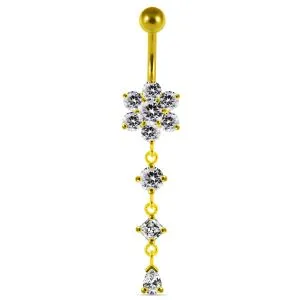 Dangling Jeweled Flower Belly Bar