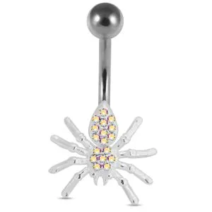 Jeweled Moving Spider Belly Ring