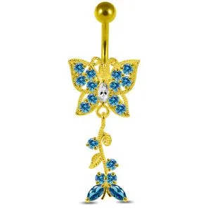 Fancy Moving Butterfly Navel Ring