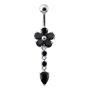 Fancy Jeweled Flower Moving Belly Ring