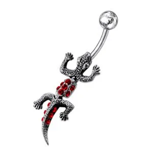 Fancy Moving Jeweled Lizard Belly Ring