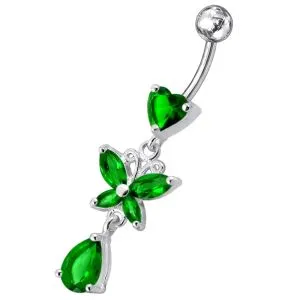 Moving Fancy Designed Jeweled Navel Ring