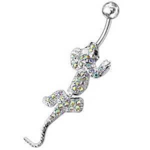 	 Silver Lizard Belly Button Ring