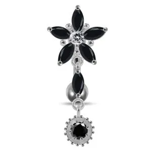 Flower with Sun Dangling Belly Moving Ring