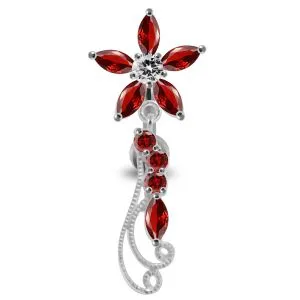 Flower Filigree Dangling Belly Moving Ring