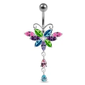 Butterfly Dangling Belly Moving Ring